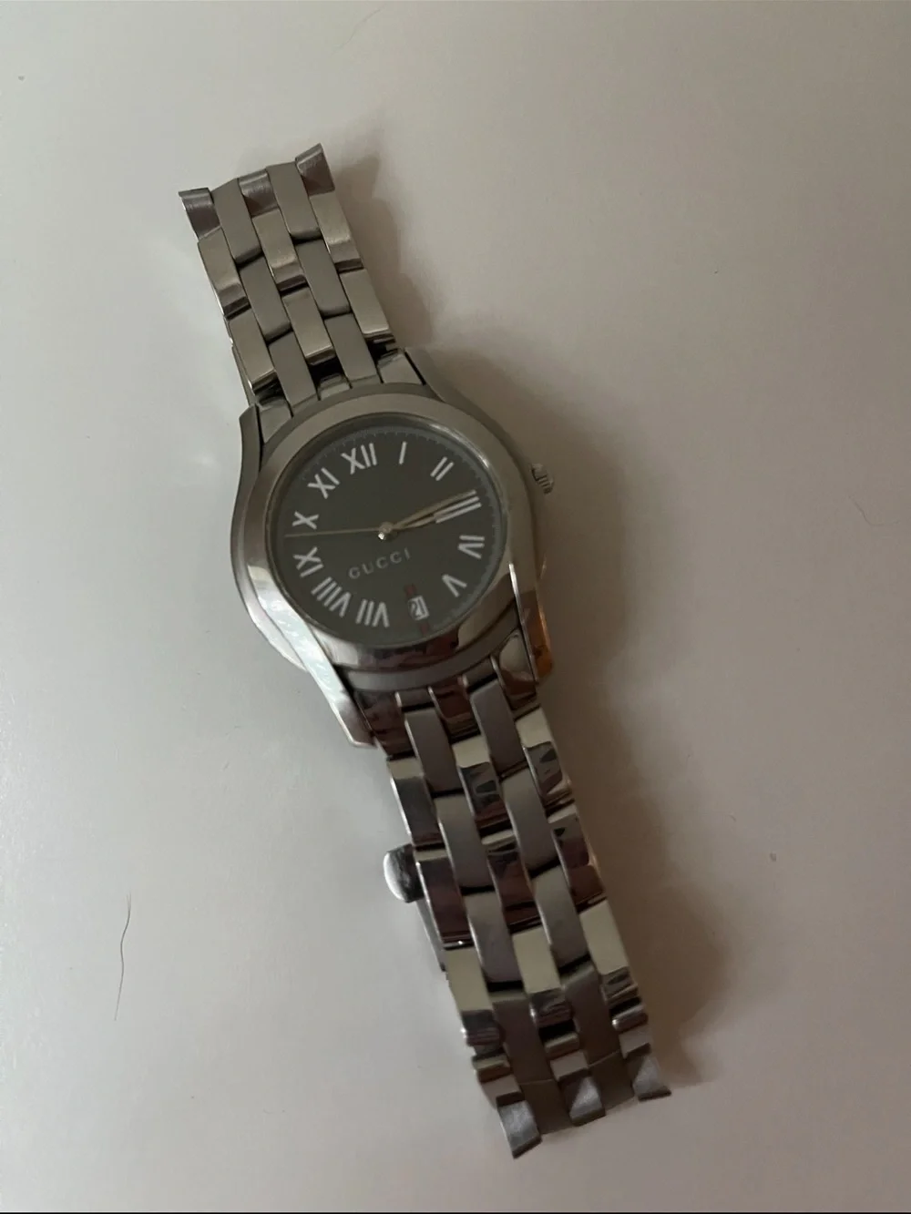 Vintage Gucci 5500M Watch Swiss Made Stainless Steel Roman Dial with Box & Links